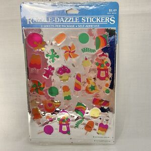 Vntg Hallmark Stickers Mirror Razzle Dazzle Summer Icons New 1984 Popsicles Gum